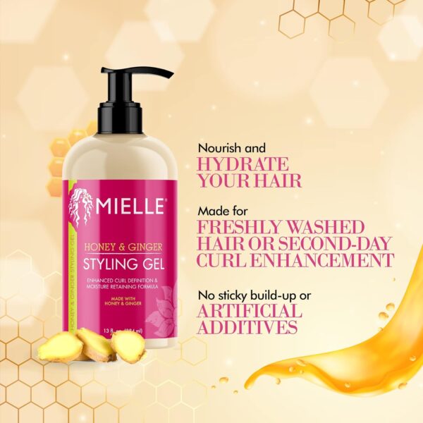 Mielle Organics Honey & Ginger Styling Gel for Enhanced Curl Definition and Moisture Retaining with Aloe for Dry, Curly, Thick, and Frizzy Hair, Non-Sticky, 13 Ounces - Image 4