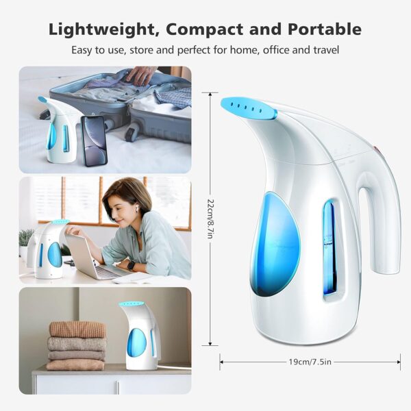 HiLIFE Steamer for Clothes, Portable Handheld Design, 240ml Big Capacity, 700W, Strong Penetrating Steam, Removes Wrinkle, for Home, Office and Travel(ONLY FOR 120V)(Maya Blue) - Image 2