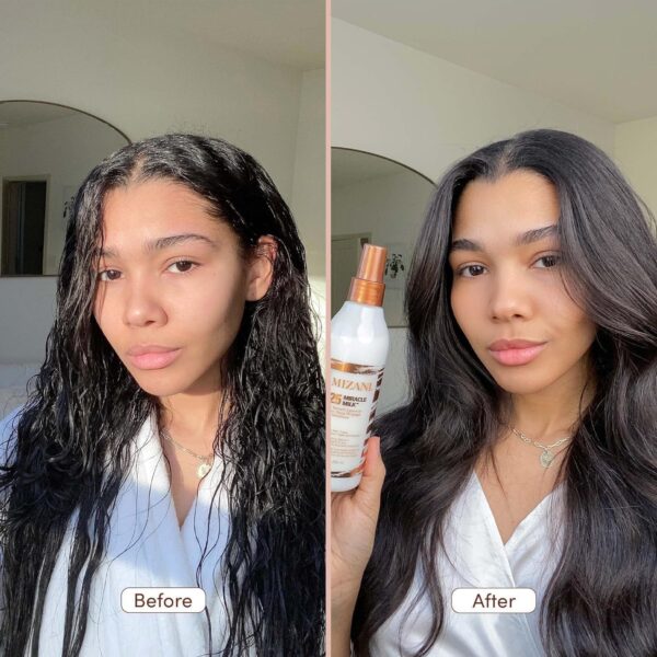 MIZANI 25 Benefit Miracle Milk Leave in Conditioner | Heat Protectant and Detangler Spray | Formulated with Coconut Oil | For Frizzy & Curly Hair - Image 2