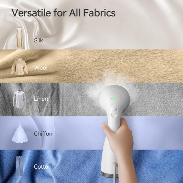 HiLIFE Steamer for Clothes, Handheld Clothes Steamer with Large 300ml Tank, 1100W Clothing Steamer, Fabric Wrinkle Remover, Portable & Compact Travel Size Garment Steamer ONLY FOR 120V (White) - Image 5