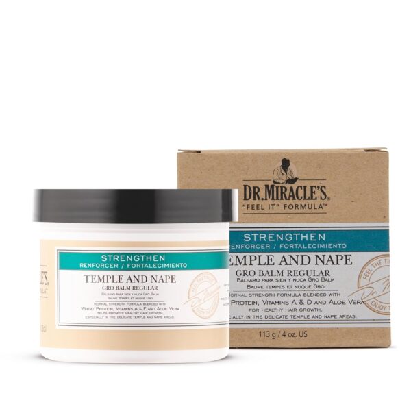 Dr. Miracle\'s Temple and Nape Gro Balm - For Healthy Hair Growth, Contains Wheat Protein, Aloe, Vitamin A, Vitamin D, Strengthens, Promotes Growth, 4 oz - Image 2