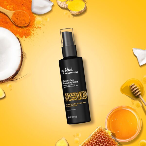 MY BLACK IS BEAUTIFUL Detangler Spray, Sulfate Free, for Curly and Coily Hair with Coconut Oil, Honey and Turmeric, 7.6 fl oz - Image 5