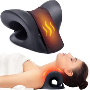 Cozyhealth Neck Stretcher for Neck Pain Relief, Heated Cervical Traction Device Pillow with Graphene Heating Pad, Neck and Shoulder Relaxer for TMJ Pain Relief and Cervical Spine Alignment (Black)