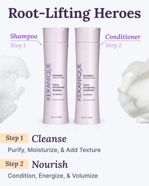 Keranique Volumizing Shampoo and Conditioner Set for Hair Repair and Growth with Biotin and Keratin for Women, Thinning Hair Formula, 8 Fl Oz Each - Image 6