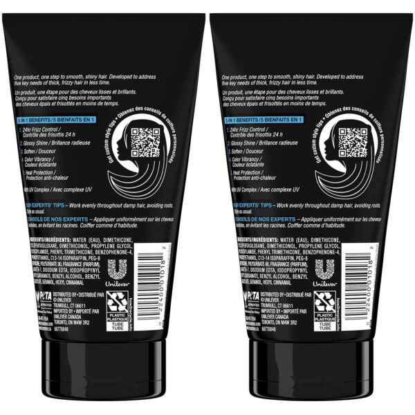 TRESemmé Hair Smoothing Cream 2-Pack – One Step Smooth 5-in-1 Anti-Frizz Hair Products for Thick Hair, Heat Protectant, 5 Oz Ea - Image 3