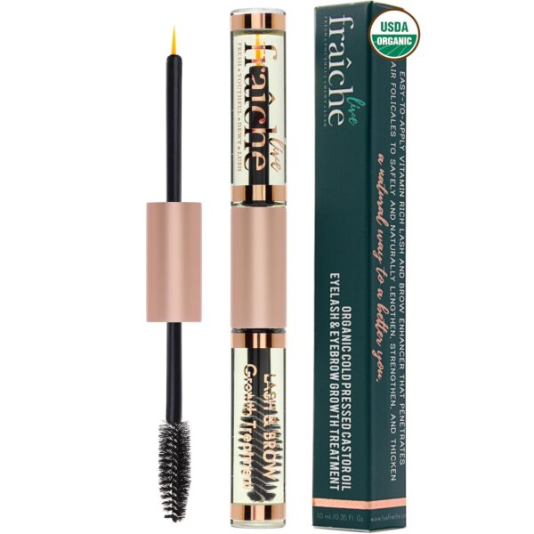 USDA Organic Castor Oil Lash Serum - Premium All Natural Cold Pressed Castor Oil Eyelash Growth Serum with Mascara Tube - Eyelash Treatment and Conditioner - For Thicker and Fuller Lashes