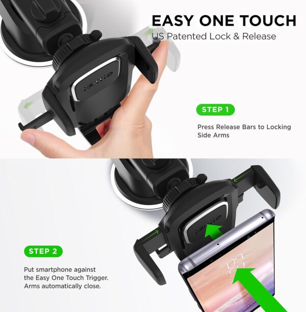 iOttie Easy One Touch 4 Dash & Windshield Universal Car Mount Phone Holder Desk Stand for -iPhone, Samsung, Moto, Huawei, Nokia, LG, Smartphones, Black - Image 2