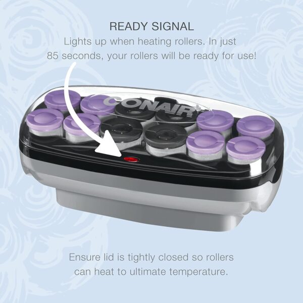 Conair Hot Rollers Hair Curlers for Long, Medium and All Hair | Heated Rollers with Hair Roller Clips Included | 1 1/2-inch and 1 3/4 inch Rollers | Amazon Exclusive - Image 5