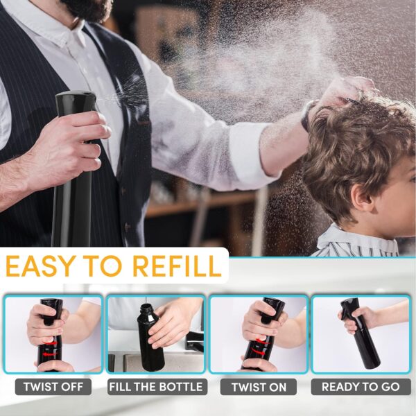 Hula Home Spray Bottle for Hair (10.1oz/300ml) - Powered by Flairosol® Spray Technology - Continuous Ultra Fine Mist Sprayer – For Hairstyling, Cleaning, Salons, Plants, Essential Oil & More - Black - Image 4