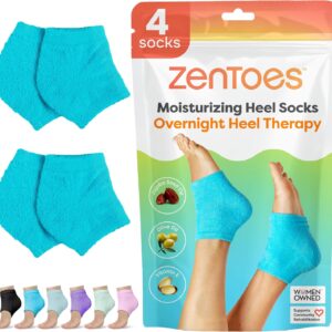 ZenToes Moisturizing Fuzzy Sleep Socks with Vitamin E, Olive Oil and Jojoba Seed Oil to Soften and Hydrate Dry Cracked Heels (Regular, Blue)