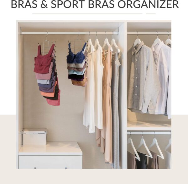 ZEDODIER 2 Pack Tank Top Hanger, Space Saving Bra Hanger, Non-Slip Hanging Sport Bras Holder, Closet Organizers and Storage for Camisoles Tank Tops Bras Ties Swimsuits Strappy Dress, Silver - Image 3
