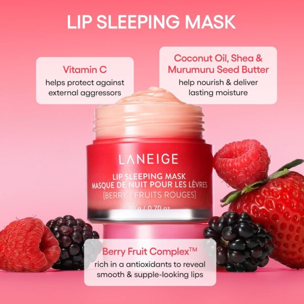 LANEIGE Lip Sleeping Mask Stocking Stuffer: Nourish, Hydrate, Vitamin C, Murumuru & Shea Butter, Antioxidants, Flaky, Dry Lips - Image 6