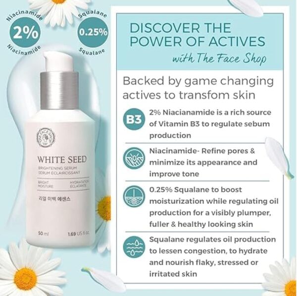 The Face Shop Whiteseed Brightening Serum | Deep Skin Brightening, Boost Moisturization & Pore Minimize | Skin Texture & Clarity Improvement, Dullness Reducing, 1.69 Fl Oz - Image 2