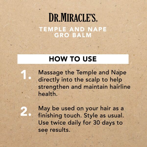 Dr. Miracle\'s Temple and Nape Gro Balm - For Healthy Hair Growth, Contains Wheat Protein, Aloe, Vitamin A, Vitamin D, Strengthens, Promotes Growth, 4 oz - Image 6