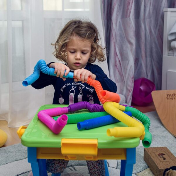 Nutty Toys Pop Tubes - Sensory Toys - Toddler Toys |8 Pack Large| Endless Creativity & Fun for Kids - Connect & Pop! Top ADHD Autism Fidget 2024, Best Boy & Girl Christmas Stocking Stuffers Gift Idea - Image 3