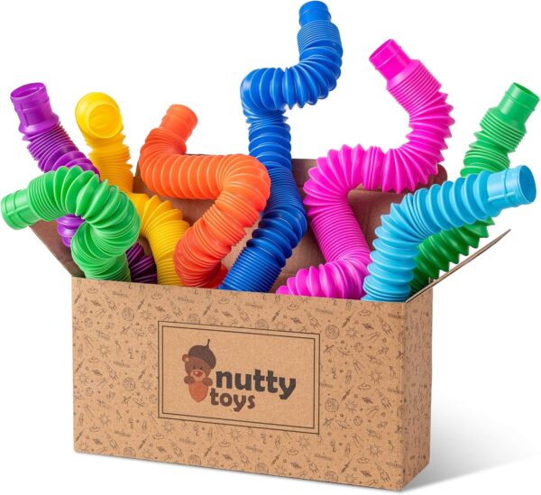 Nutty Toys Pop Tubes - Sensory Toys - Toddler Toys |8 Pack Large| Endless Creativity & Fun for Kids - Connect & Pop! Top ADHD Autism Fidget 2024, Best Boy & Girl Christmas Stocking Stuffers Gift Idea