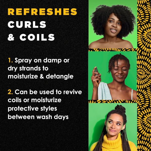 MY BLACK IS BEAUTIFUL Detangler Spray, Sulfate Free, for Curly and Coily Hair with Coconut Oil, Honey and Turmeric, 7.6 fl oz - Image 3