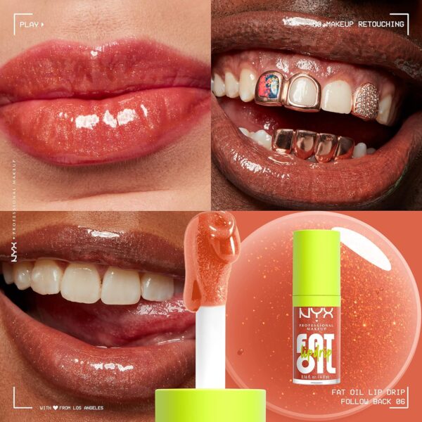 NYX PROFESSIONAL MAKEUP Fat Oil Lip Drip, Moisturizing, Shiny and Vegan Tinted Lip Gloss - Follow Back (Shimmering Warm Nude) - Image 4